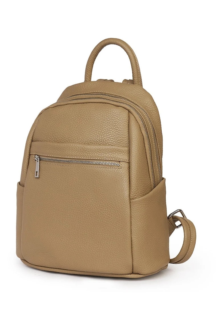 Rucsac dama bej - piele naturala - 31x27x13cm - doua compartimente