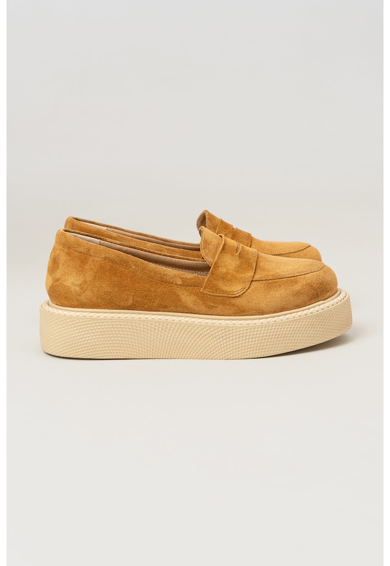 Pantofi loafer din piele intoarsa - Dune - Camel - Maro camel