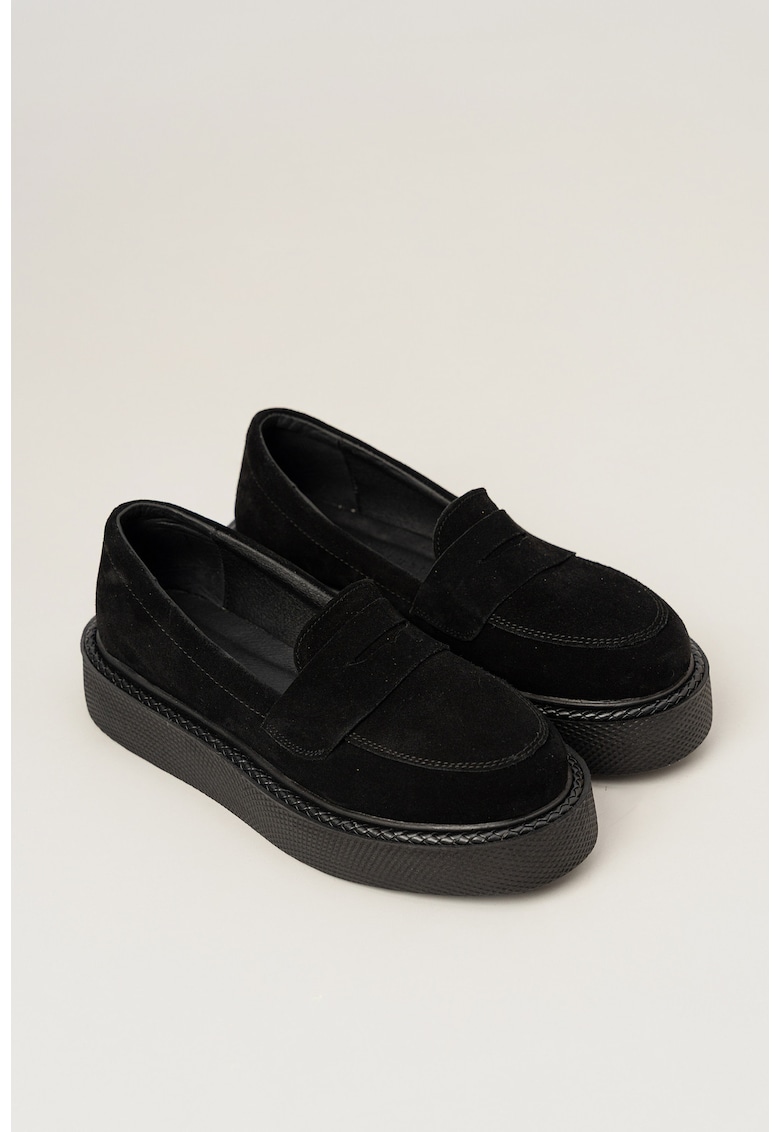 Pantofi loafer din piele intoarsa - Dune - Velur Black - Negru