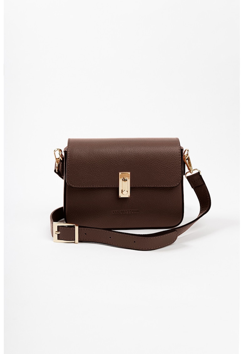 Geanta crossbody din piele cu detaliu cu logo in relief - Maro