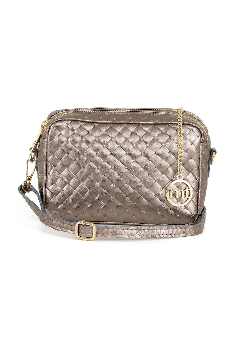 Geanta crossbody din piele cu bareta detasabila - Auriu