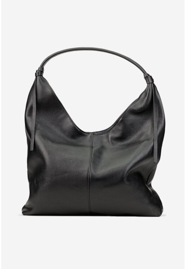 Geanta dama din piele texturata neagra