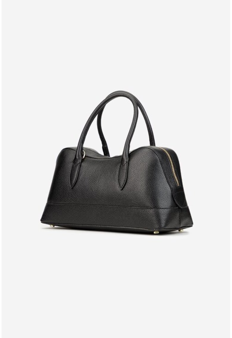 Geanta dama din piele texturata neagra