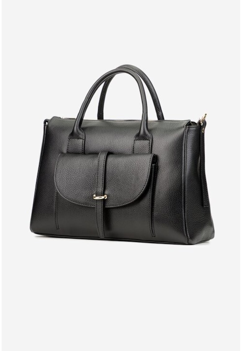 Geanta dama din piele naturala neagra