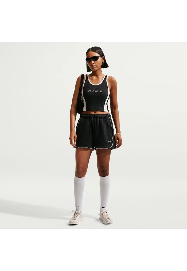 Pantaloni scurti cu talie elastica si interior terry -