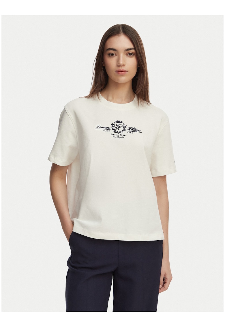 Tricou din bumbac cu imprimeu grafic si croiala lejera