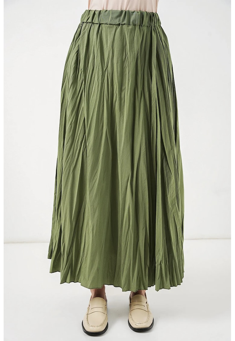 Fusta maxi texturata - verde - poliester - casual/elegant - captusita