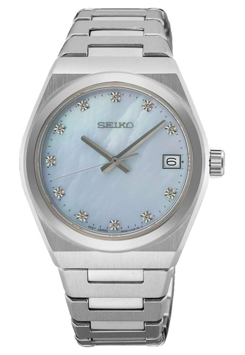 Ceas dama quartz - argintiu - otel - decorat cu 11 diamante