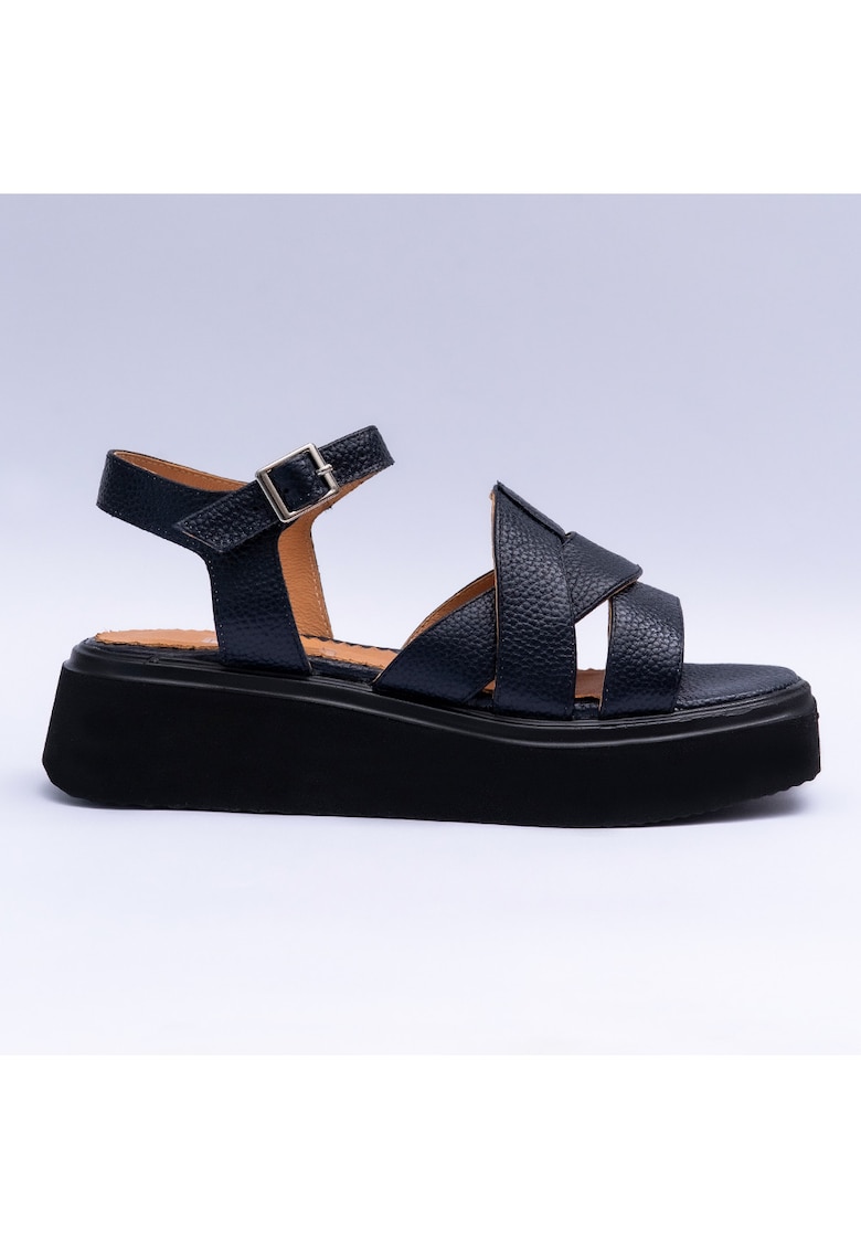 Sandale dama din piele cu barete - bleumarin - Bleumarin