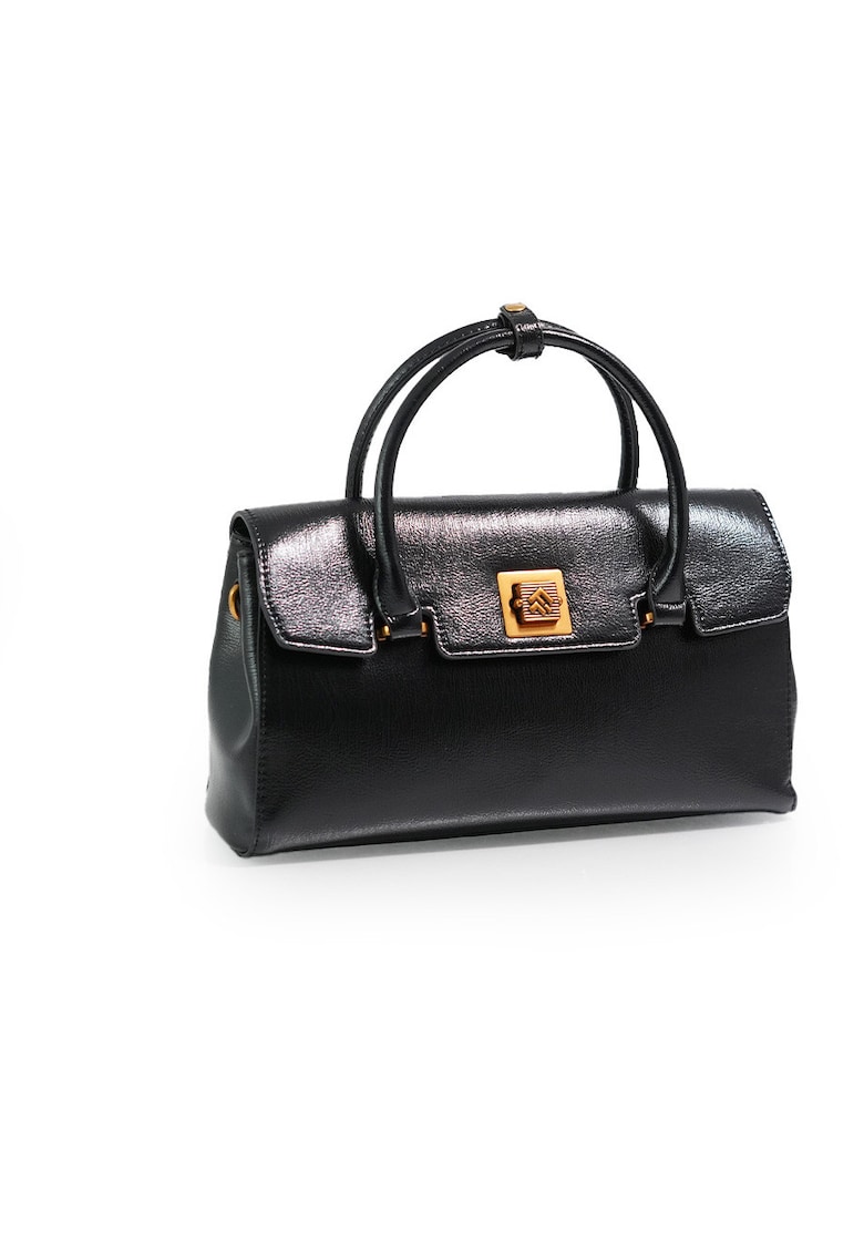 Geantă de damă 3322 - piele naturală - negru - 30x15x10cm