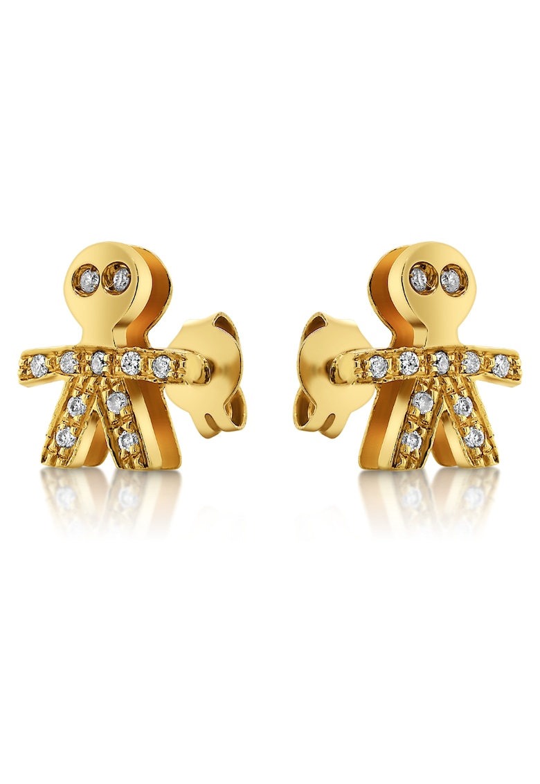 Cercei copii aur galben 18K cu diamante naturale - design delicat - set