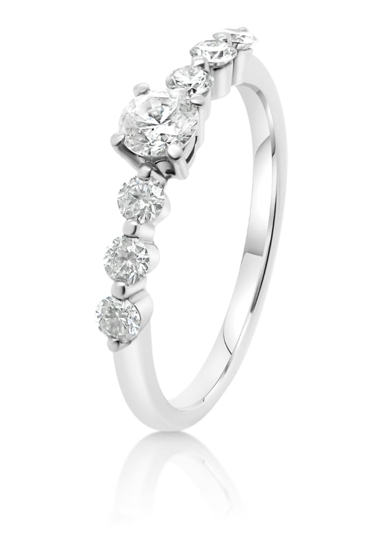 Inel din aur alb 18K cu diamante naturale - masura 51