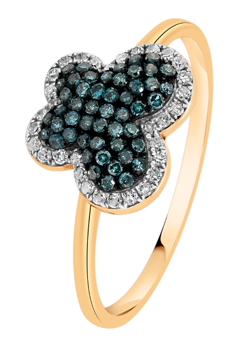 Inel din aur roz 18K cu diamante naturale Ice Blue și incolore - masura 54