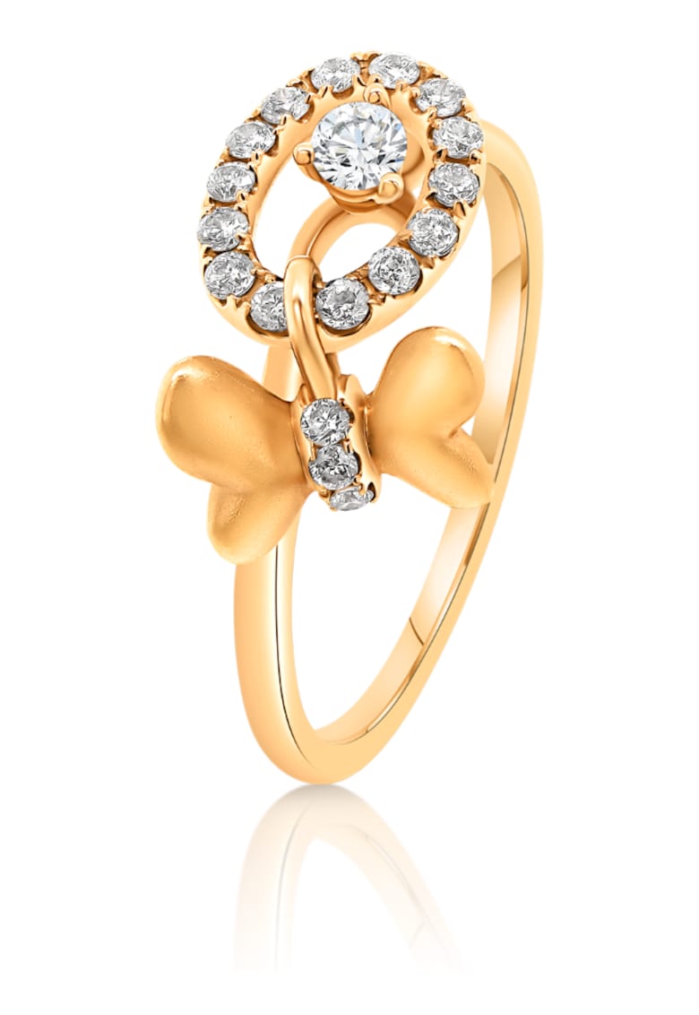 Inel din aur roz de 18K cu diamante naturale - masura 52