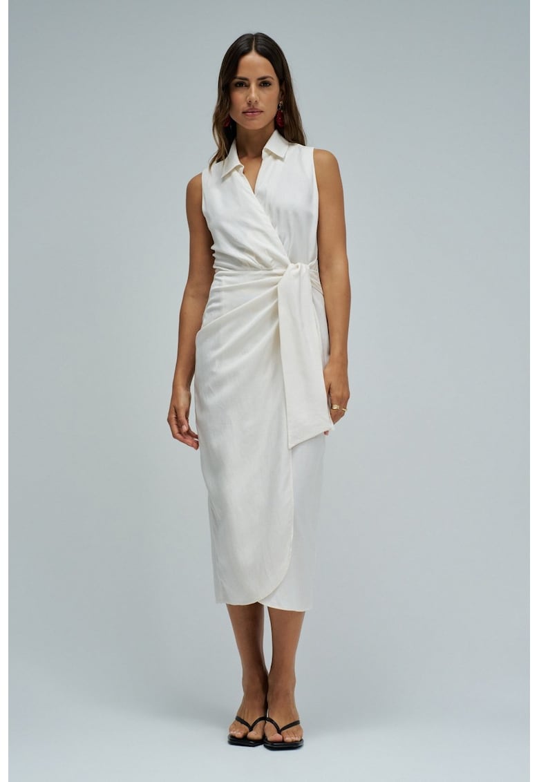 Rochie midi din amestec de in