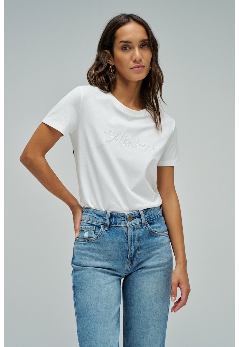 Tricou cu broderie logo pe piept