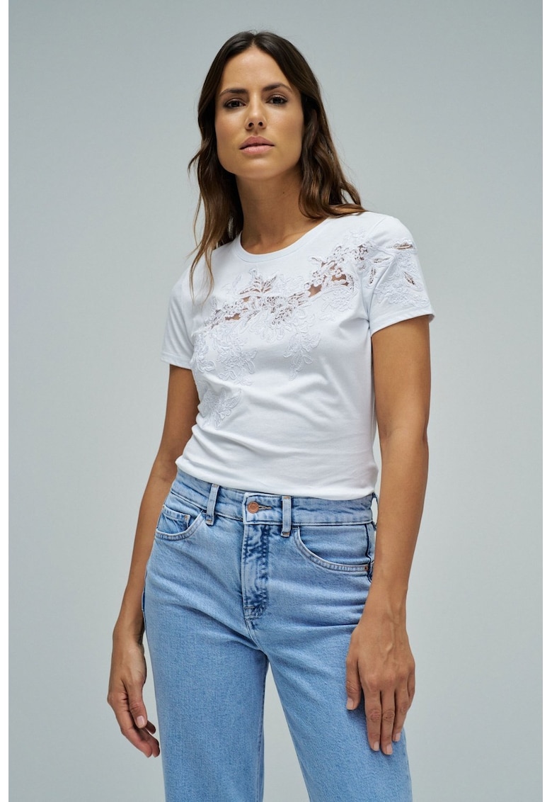 Tricou din bumbac cu broderie