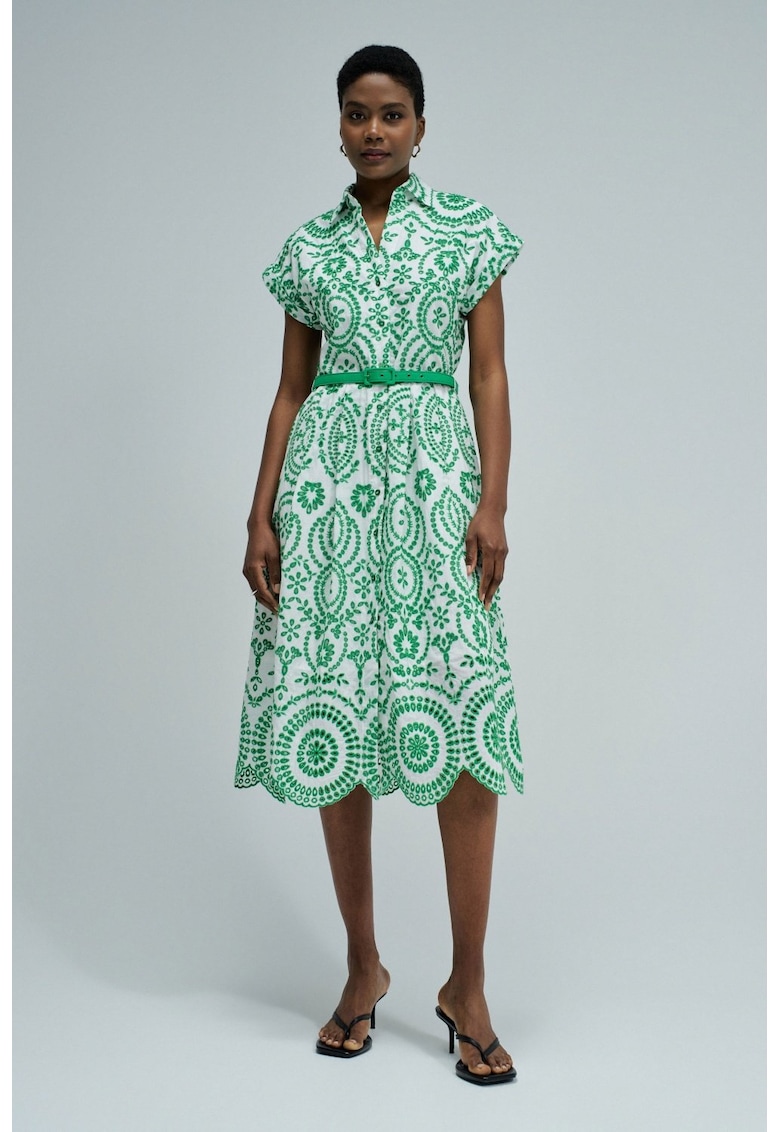 Rochie din bumbac tip camasa cu buzunare laterale