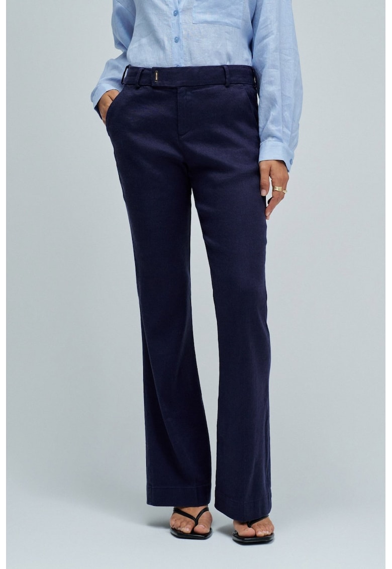 Pantaloni evazati din amestec de in