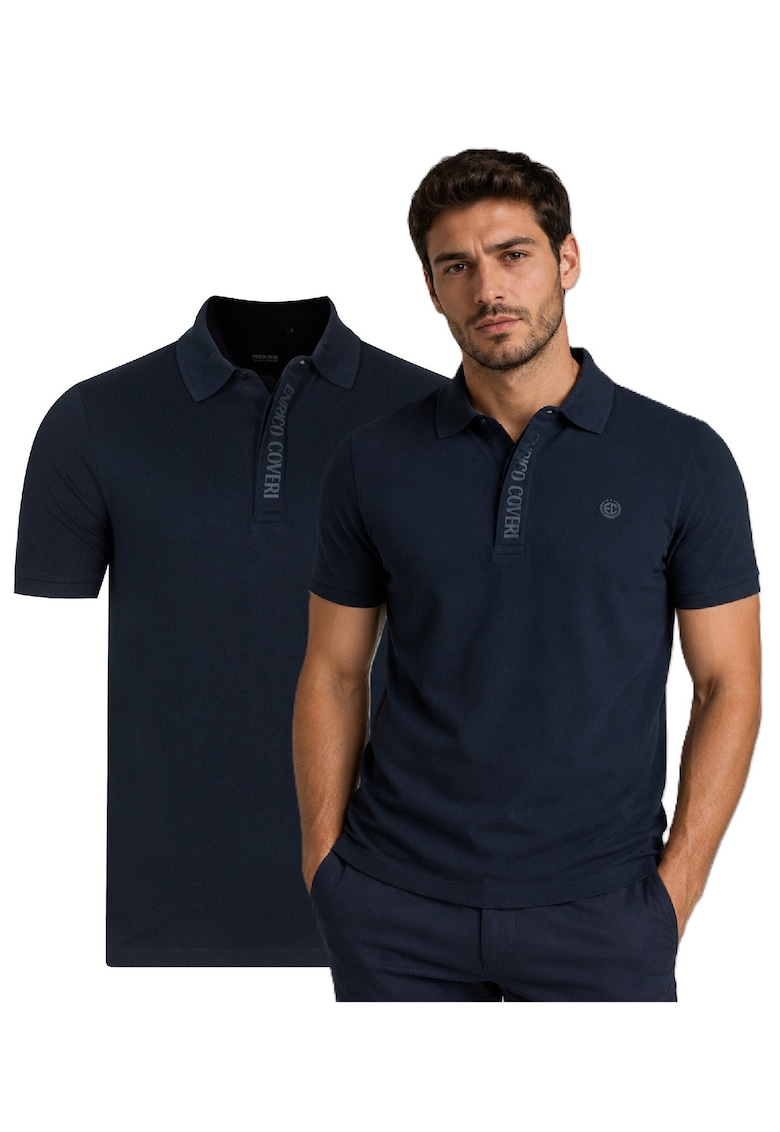 Tricou polo cu fenta cu imprimeu logo