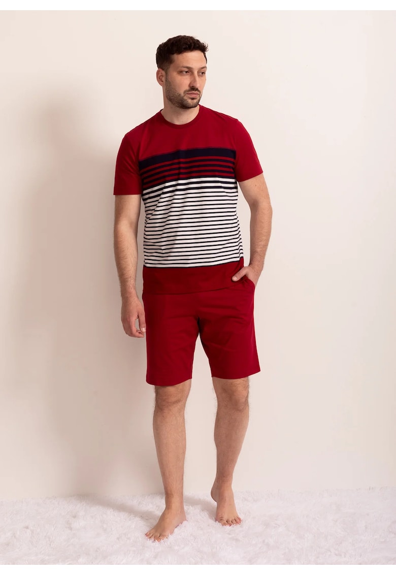 Pijama Barbati Stripes Bumbac - Visiniu