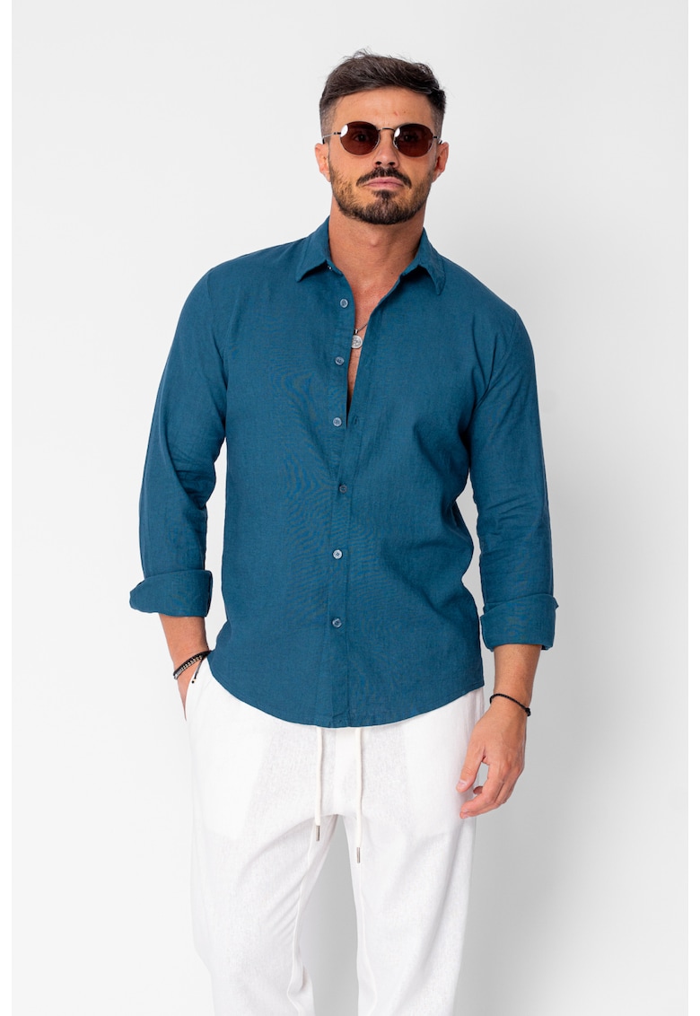 Camasa din 100% In Maroccan Blue New 21527 - BLUE