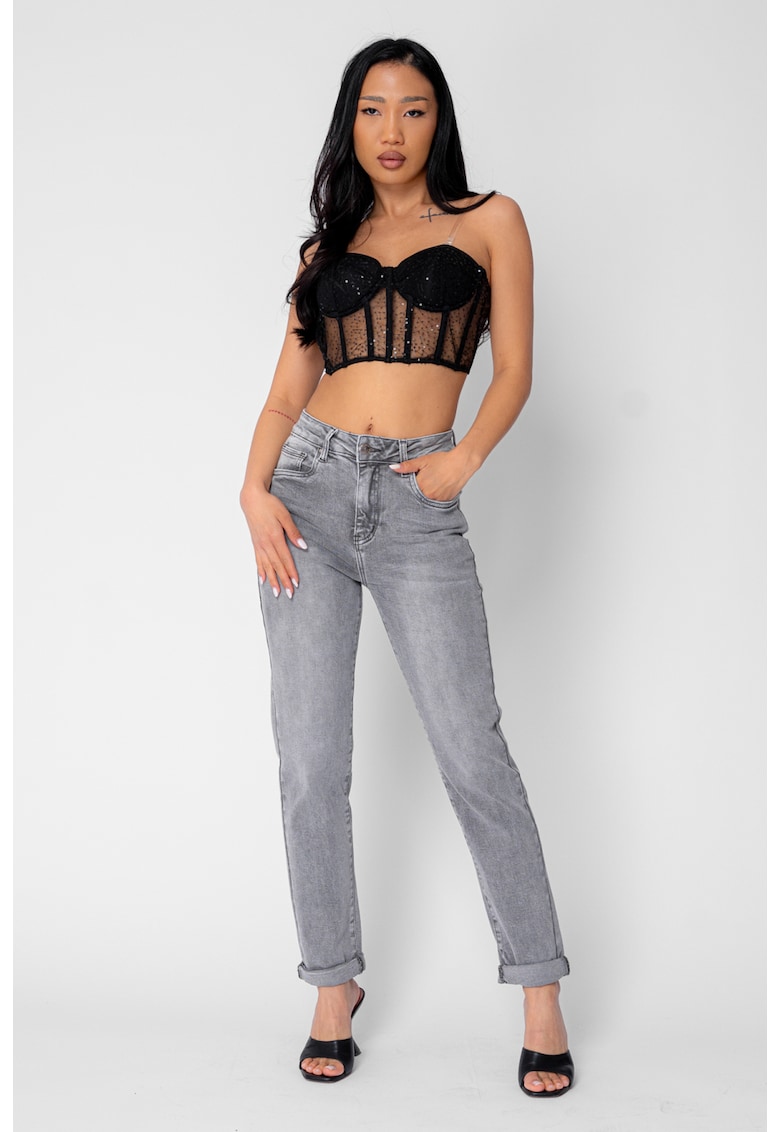 Blugi elastici conici Grey 21228 - Negru