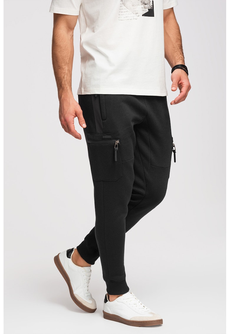 Pantaloni de trening cu croiala slim-fit si snur in talie - Negru