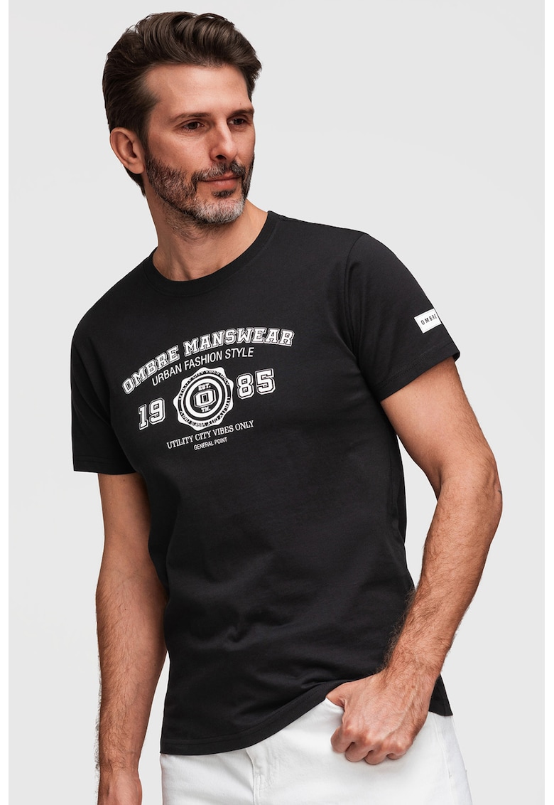 Tricou cu imprimeu text - Alb/Negru