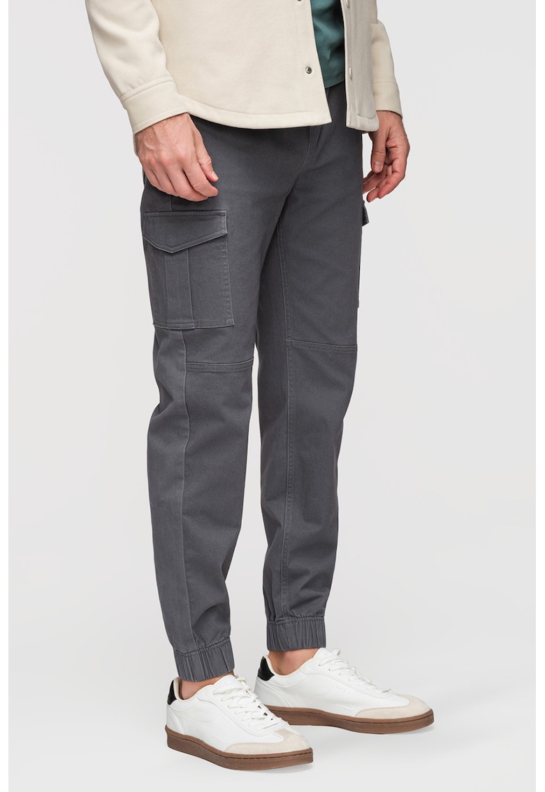 Pantaloni cargo cu croiala conica - Gri grafit