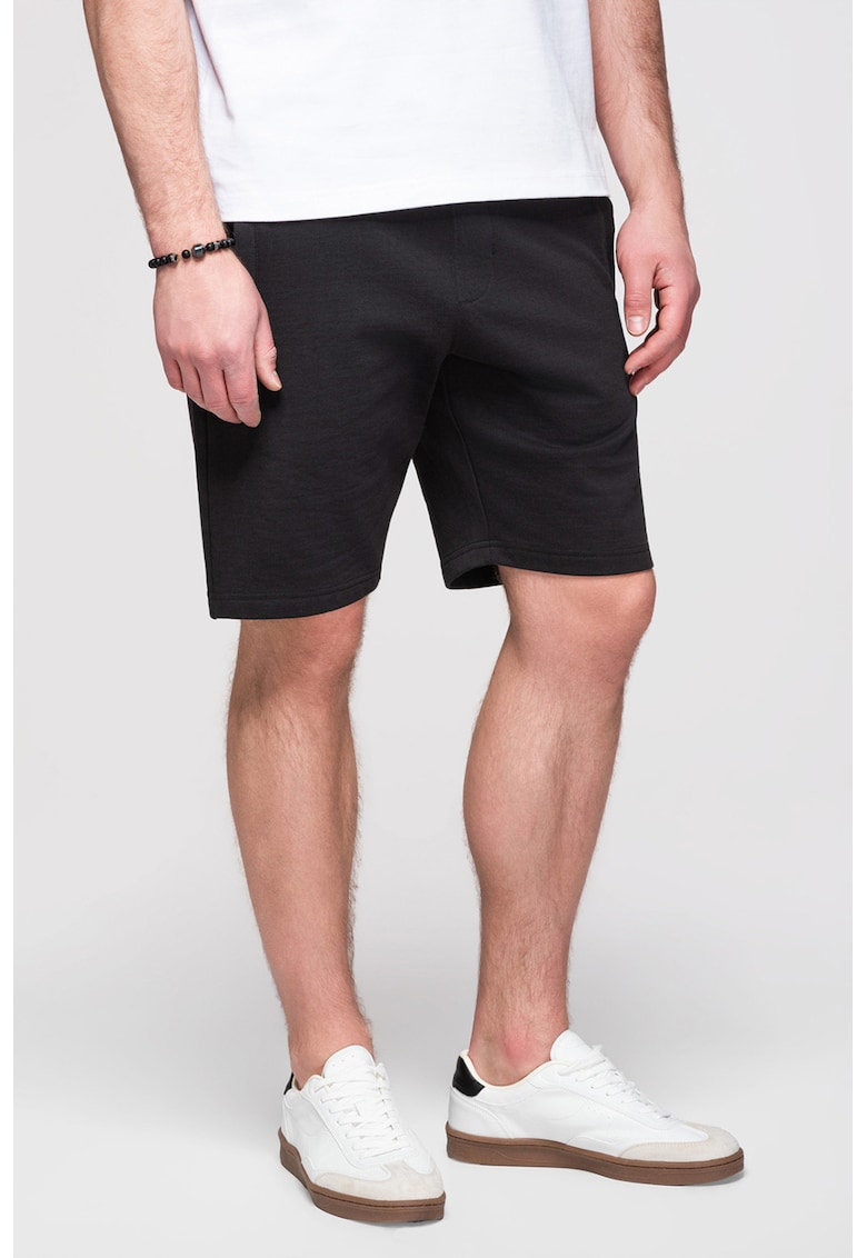 Pantaloni scurti din bumbac cu snur - Negru