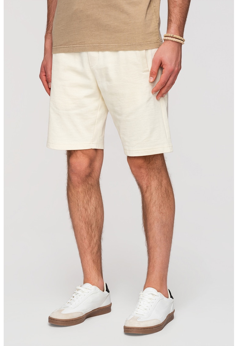 Pantaloni scurti din bumbac cu snur - Crem