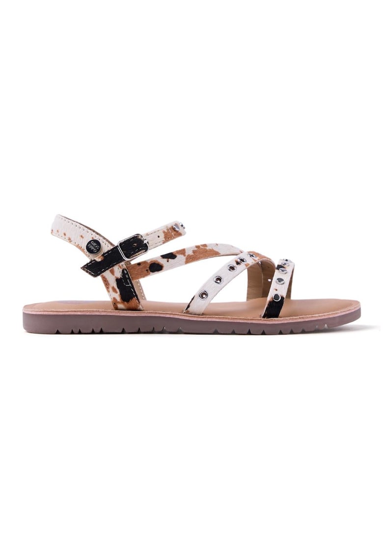 Sandale cu barete multiple si model animal print - Multicolor