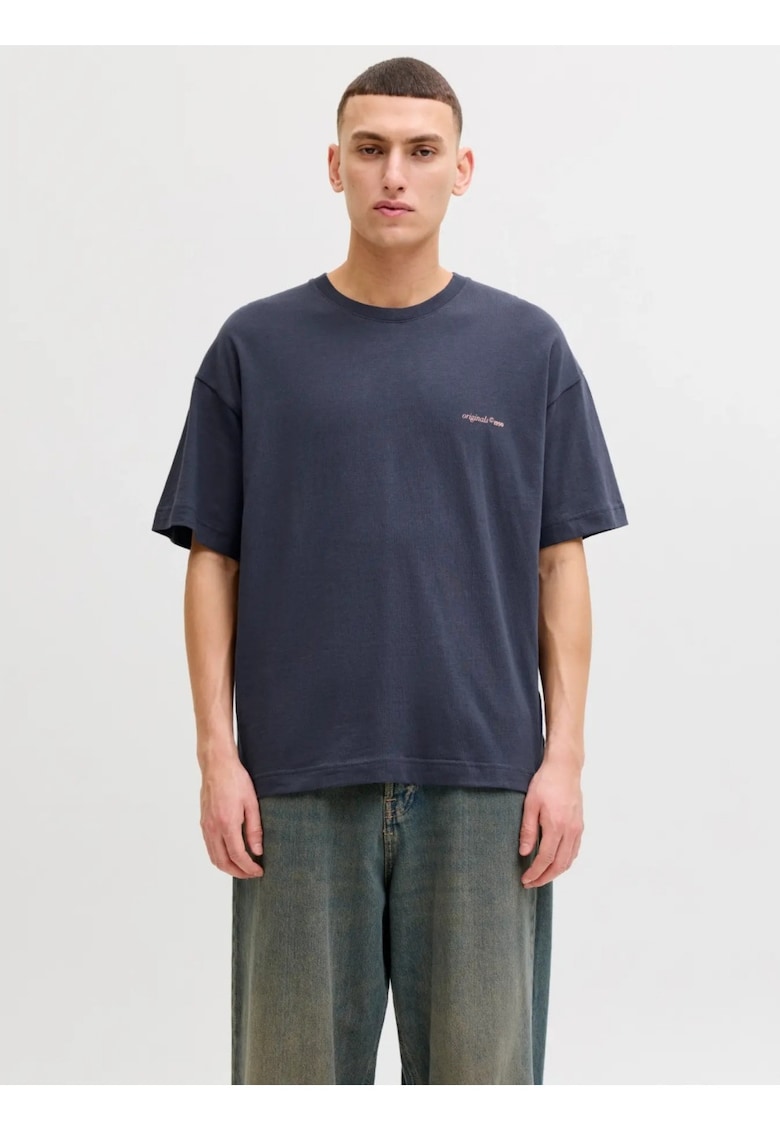 Tricou barbati - din bumbac - imprimeu pe spate - Loose fit - JORMONTAUK - Gri inchis