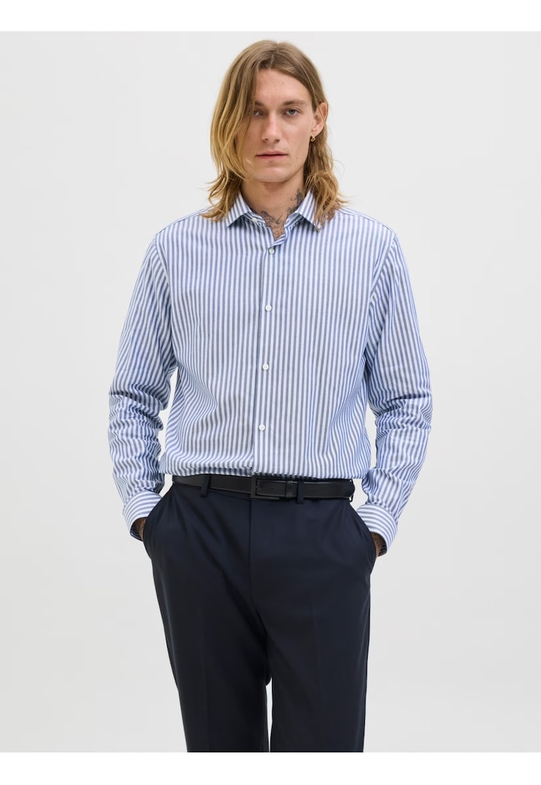 Camasa non-iron barbati din bumbac organic - Slim Fit - JPRBLAPARKER - Albastru deschis -
