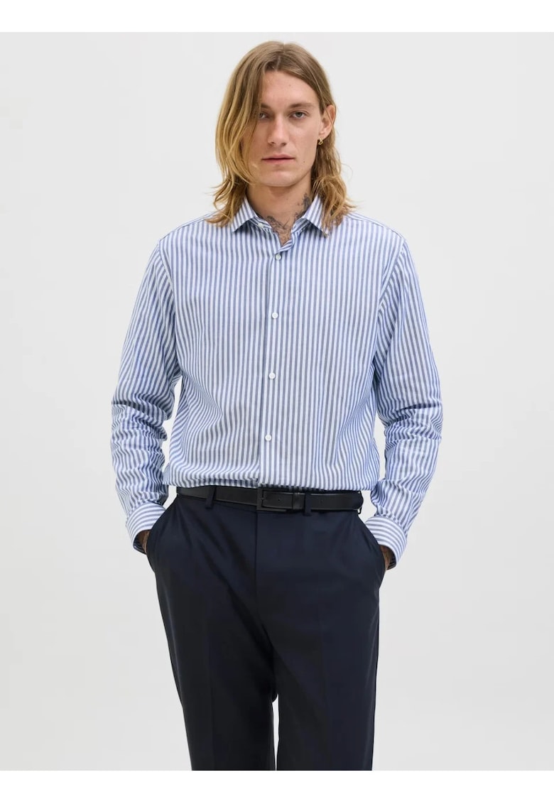 Camasa non-iron barbati din bumbac organic - Slim Fit - JPRBLAPARKER - Albastru deschis -