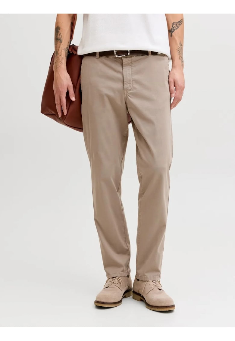 Pantaloni chino - barbati - Jpstollie Vance - Regular Fit - cu talie medie - Crem - L32