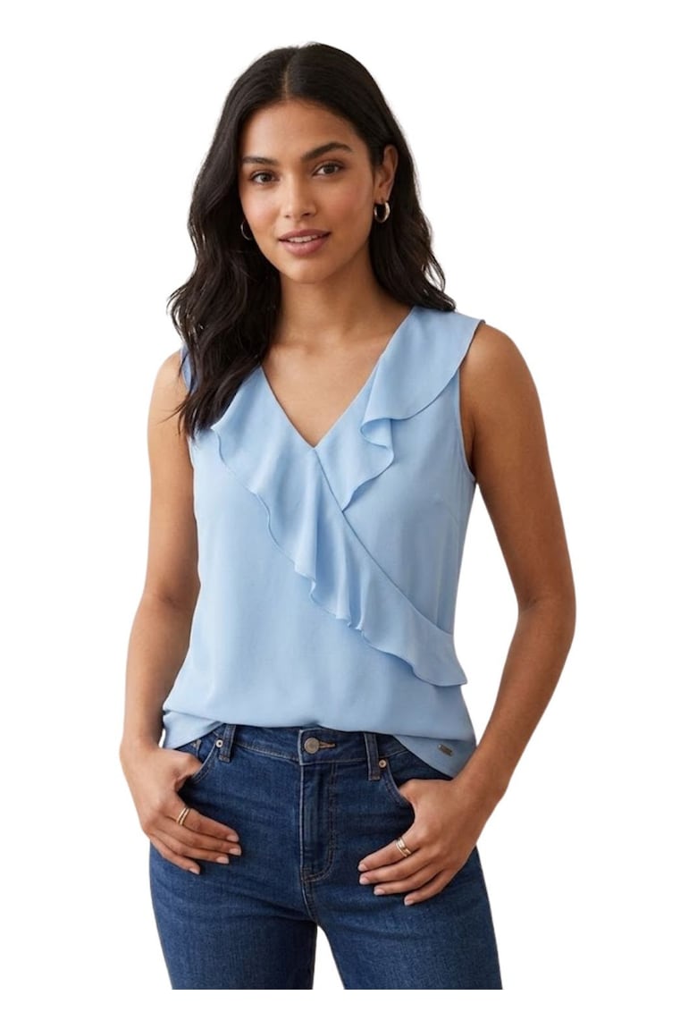 Bluza fara maneci cu volane -