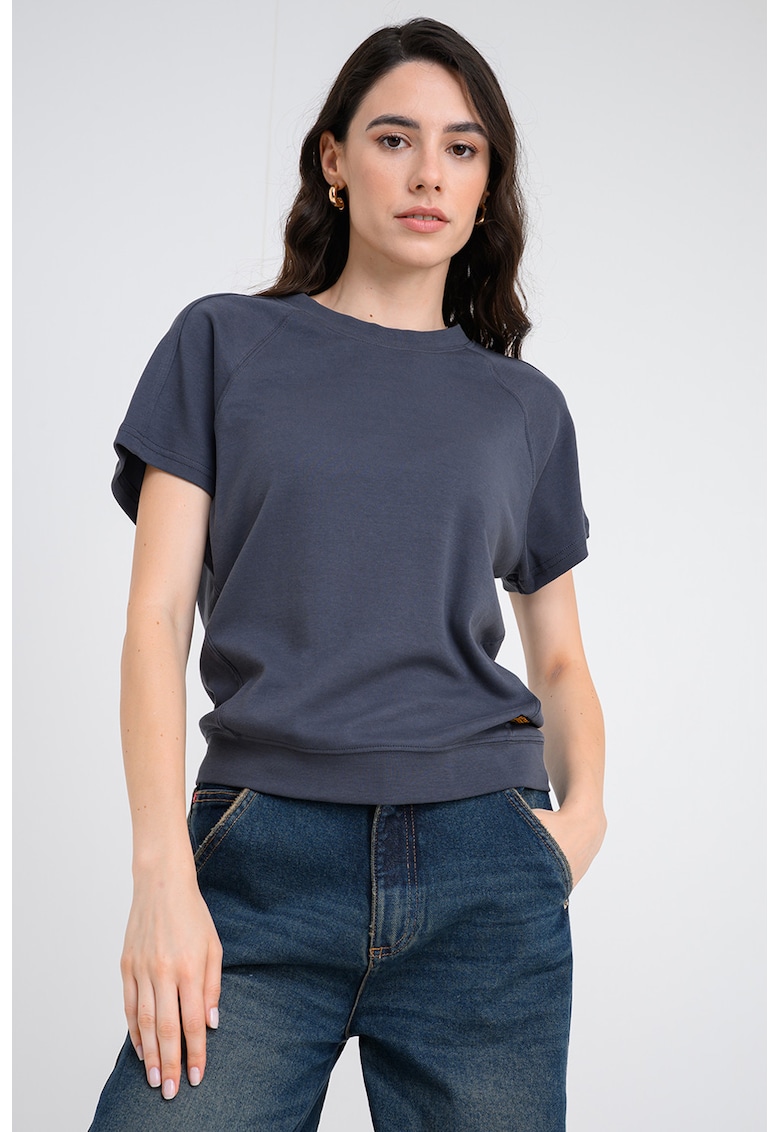 Tricou din bumbac organic cu maneci raglan - Gri carbune