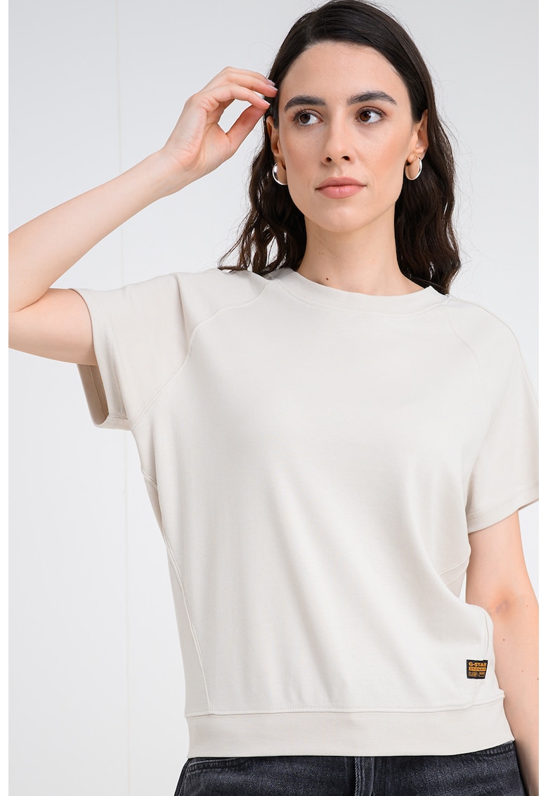 Tricou din bumbac organic cu maneci raglan - Ecru