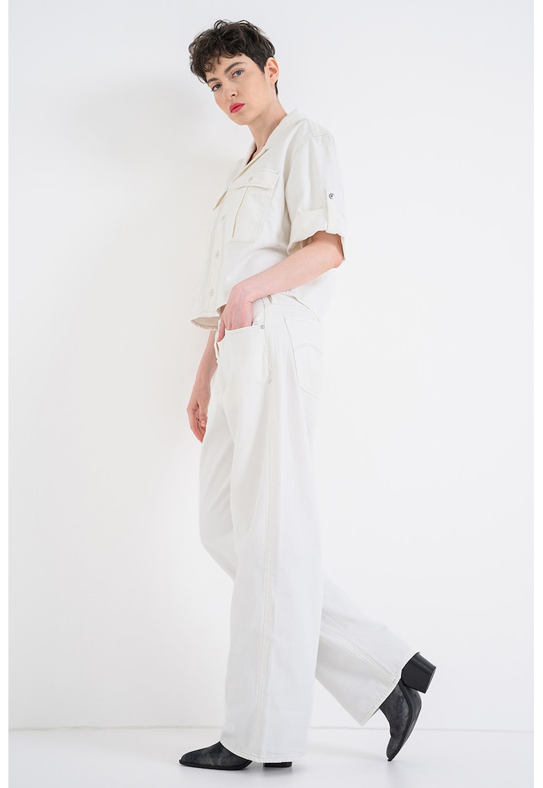Camasa relaxed fit cu buzunare pe piept - Alb murdar