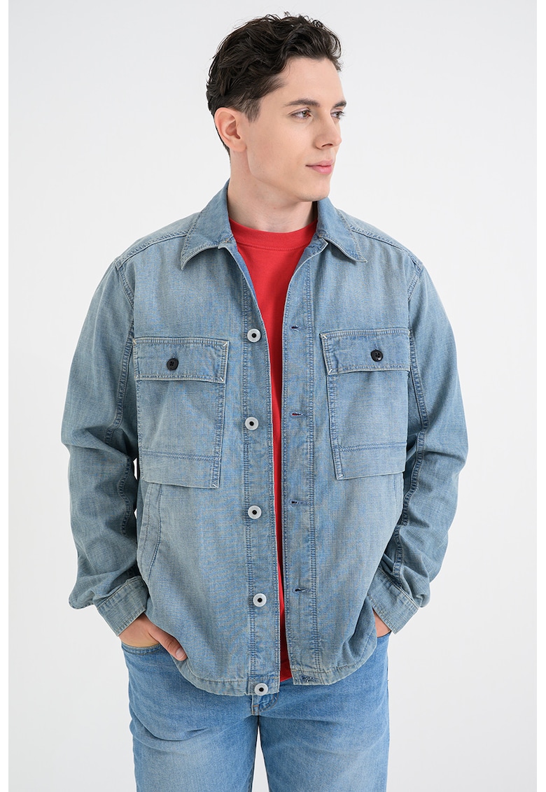Jacheta de denim din bumbac organic - Albastru pastel