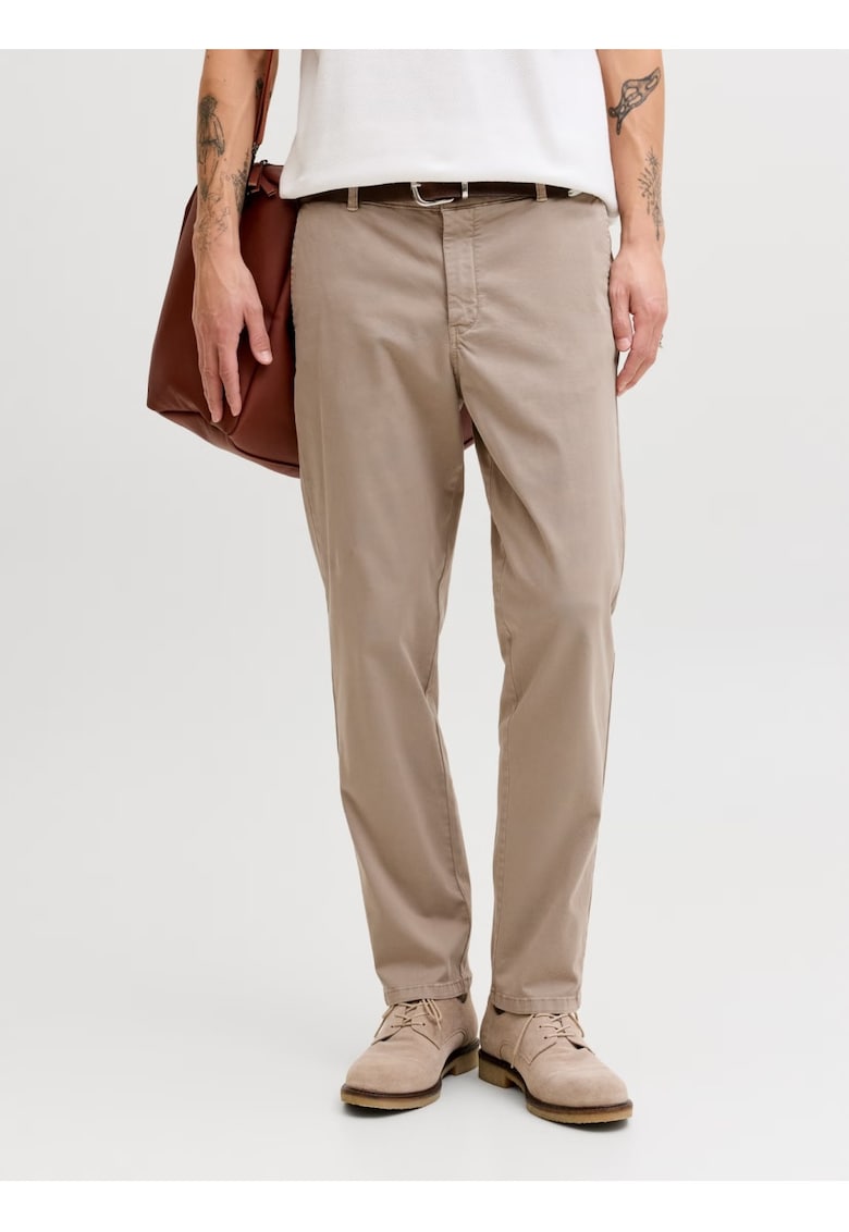 Pantaloni chino - barbati - Jpstollie Vance - Regular Fit - cu talie medie - Crem - L32