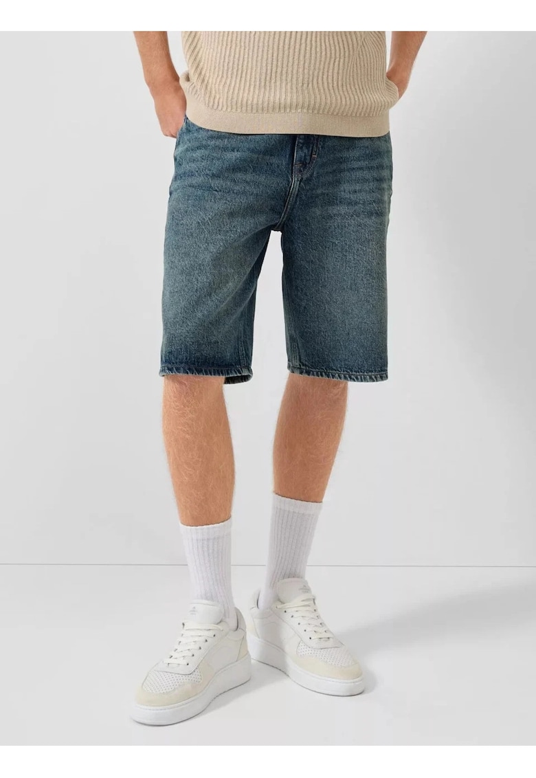 Q/S by s.Oliver Pantaloni scurti de blug barbati - din bumbac - cu talie medie - Loose fit - Albastru inchis