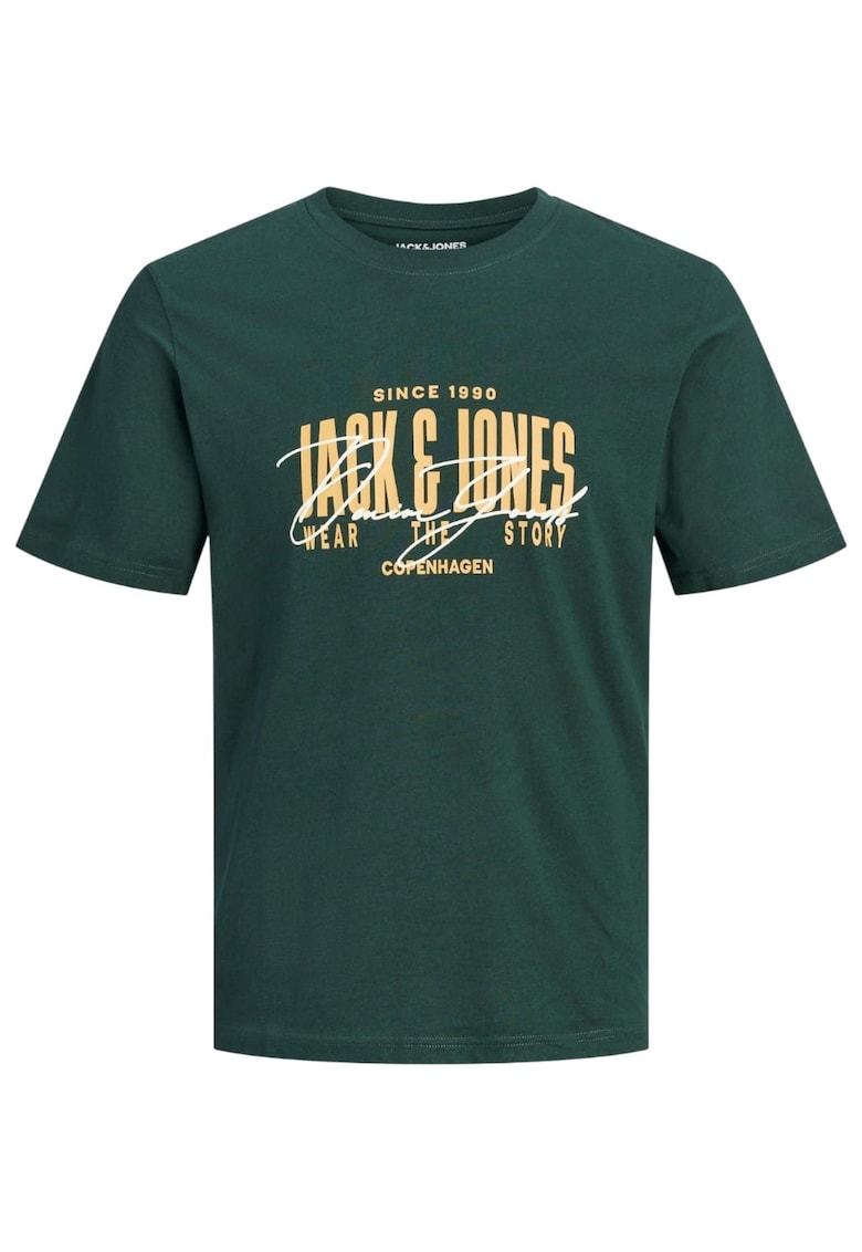 Tricou JACK &JONES Aero Crew Neck 62094 - Verde inchis