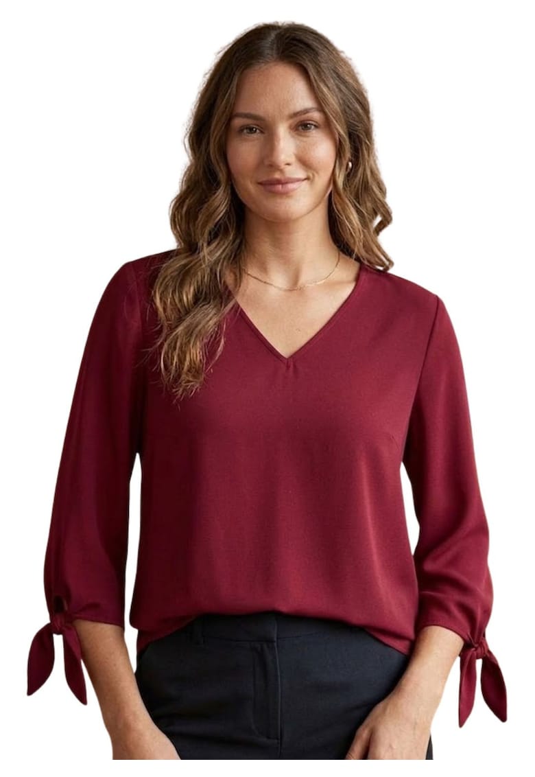 Bluza din satin cu maneci trei sferturi -