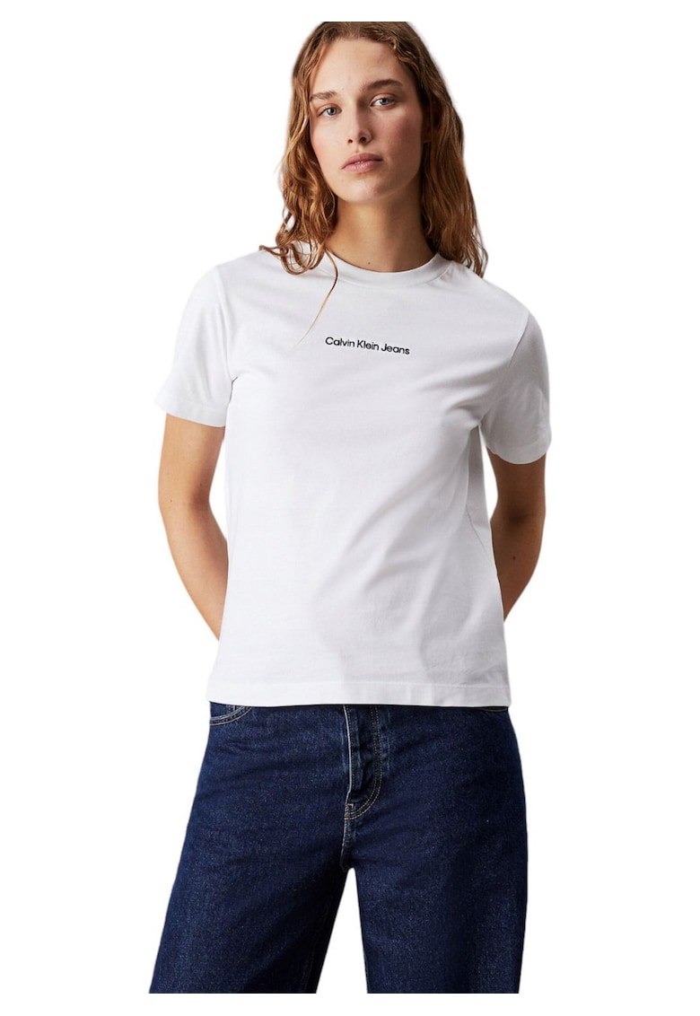 Tricou din bumbac cu detaliu logo pe piept -