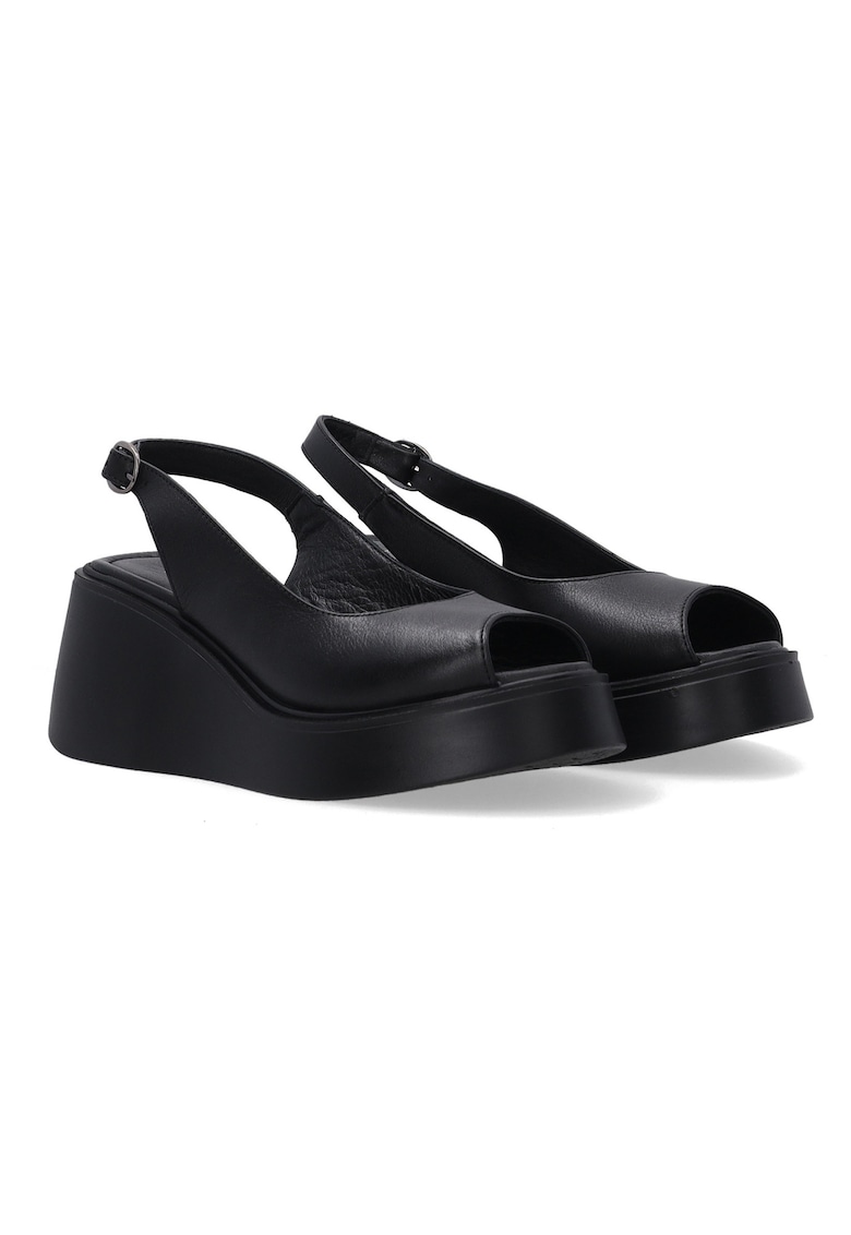 Sandale wedge din piele cu design slingback