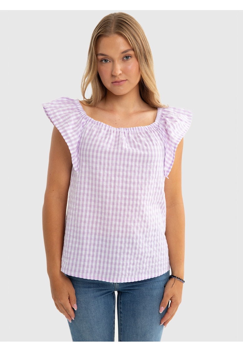 Tricou cu imprimeu in carouri Kinga