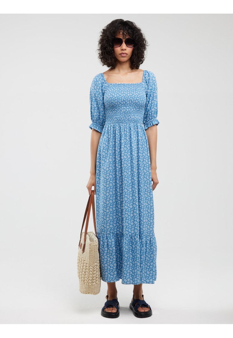 Rochie maxi evazata cu imprimeu floral Dinova